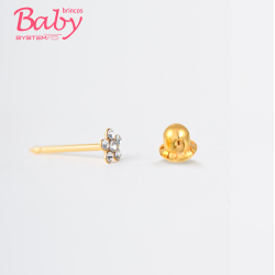 Brinco Baby Daisy Cristal 3mm Dourado